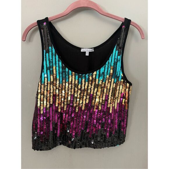 Charlotte Russe Multi-Colored Sequin  Crop Top size Small - Picture 4 of 10